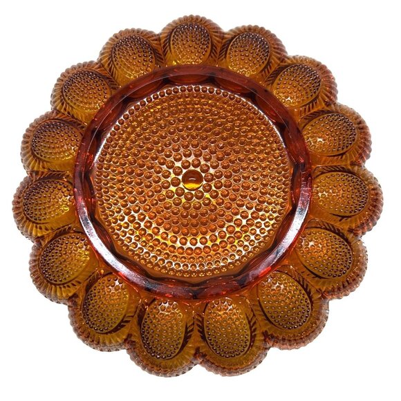 Vintage Indiana Glass Iridescent Gold Egg Dish 1213 11" - Picture 3 of 5